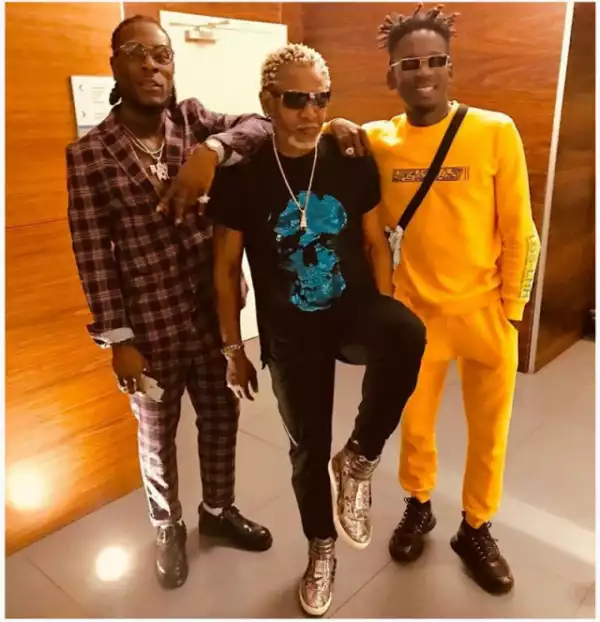 Mr Eazi And Burna Boy Pictured With Congolese Awilo Longomba